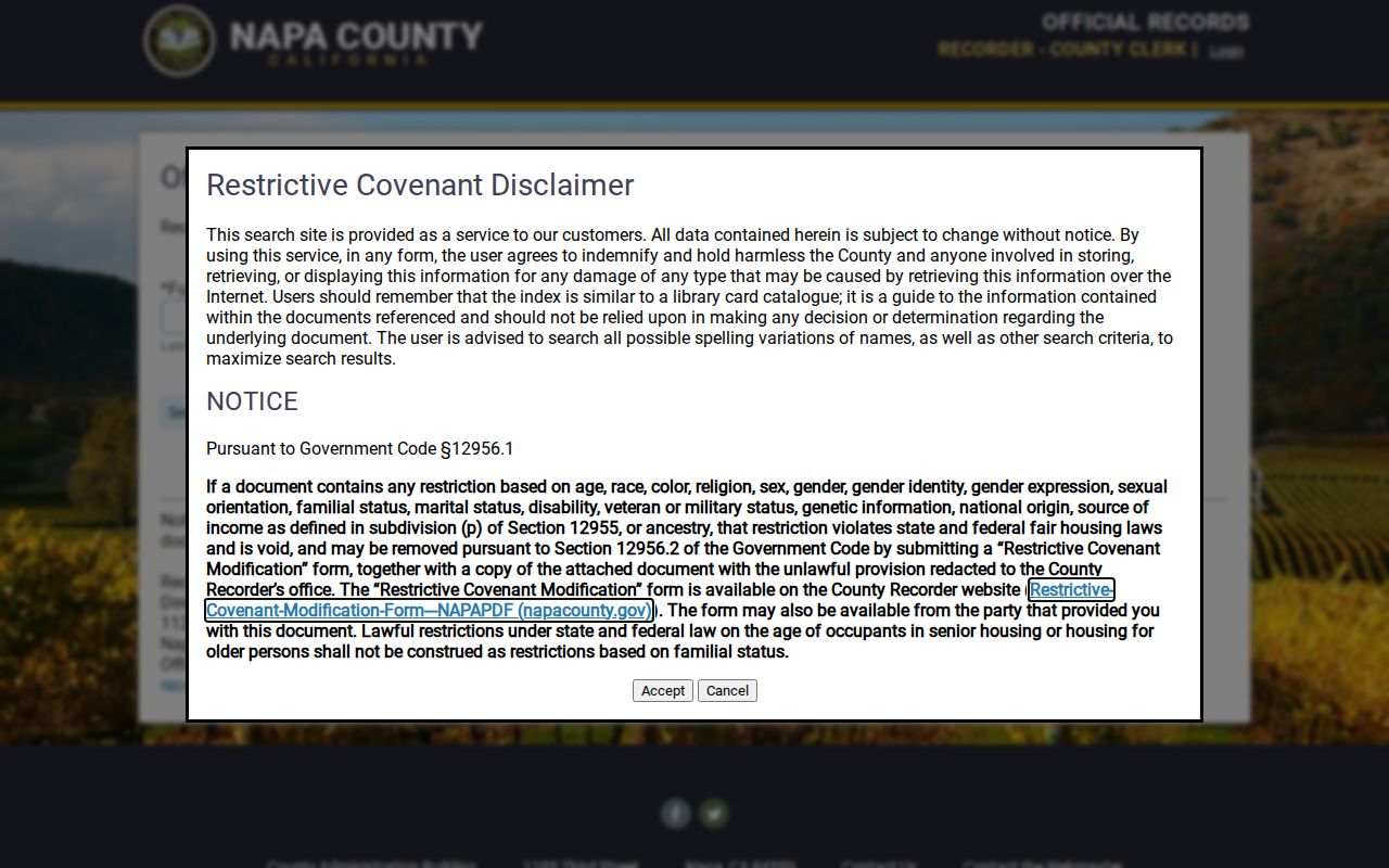 American Canyon public records Napa County Official Records public index
