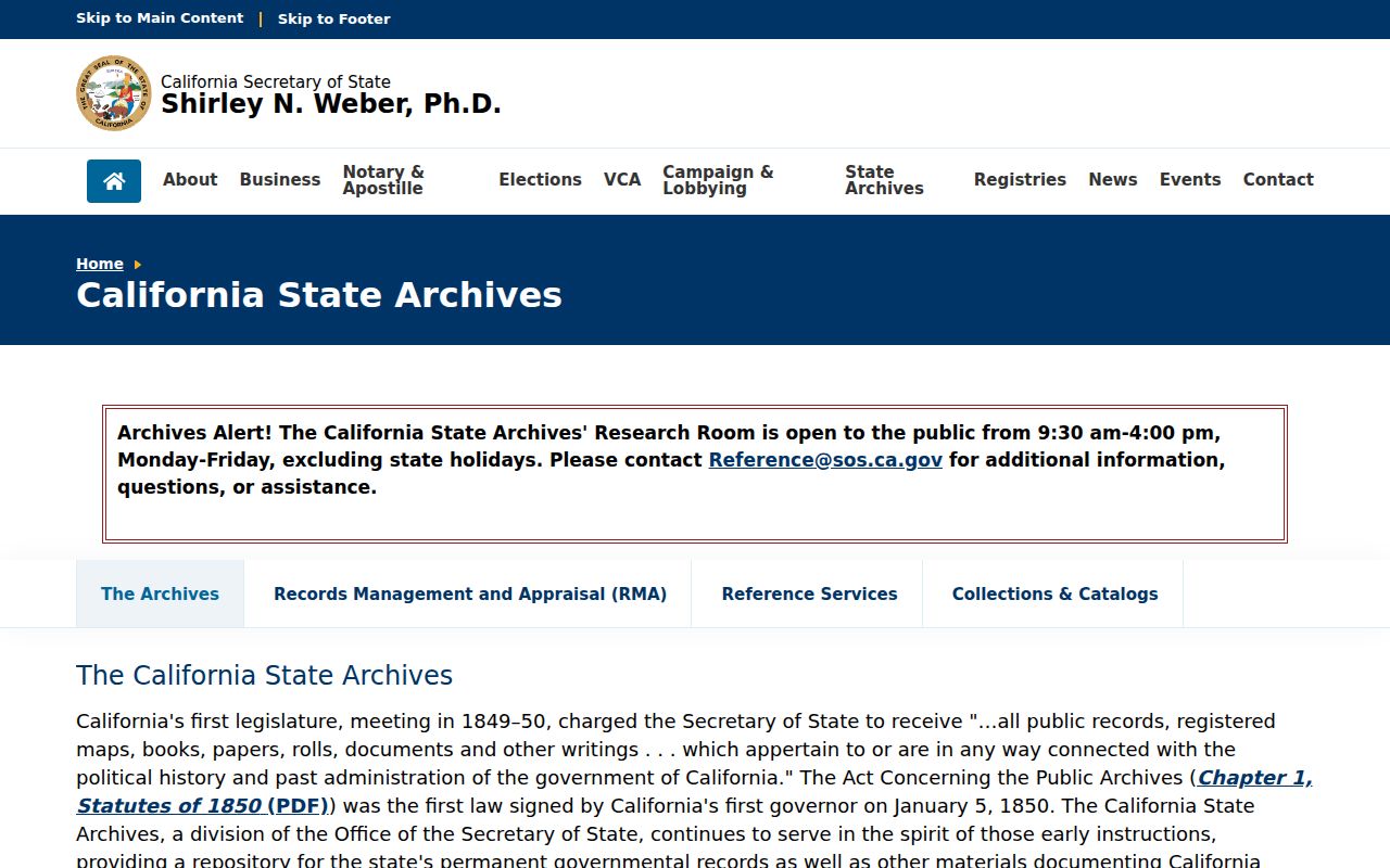 American Canyon voter registration records California State Archives historical records path